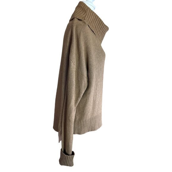 Anthropologie‎ Oversized Sweater Size Medium Camel Tan Hi Lo Hem Wool Blend - Picture 3 of 6